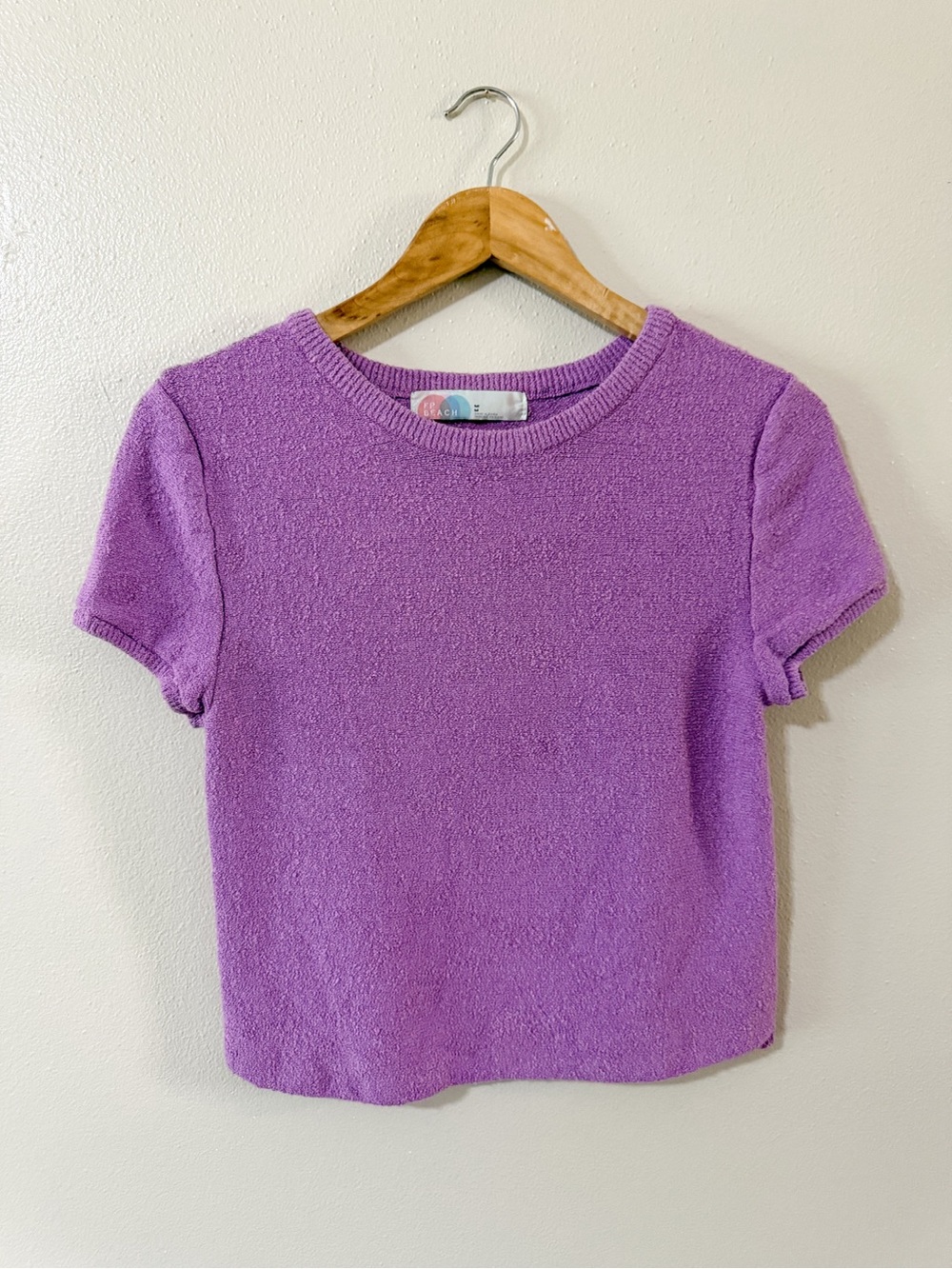 FP Beach - Free People Purple Short Sleeve Textured Knit Tee